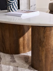 Dark Marble Pebble Soild Mango Wood Coffee Table - Image 2 of 6