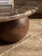 Dark N. Premium Orb Marble Wood Round Coffee Table - Image 3 of 7