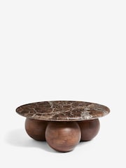 Dark N. Premium Orb Marble Wood Round Coffee Table - Image 4 of 7