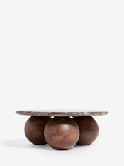 Dark N. Premium Orb Marble Wood Round Coffee Table - Image 5 of 7