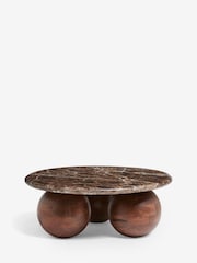 Dark N. Premium Orb Marble Wood Round Coffee Table - Image 6 of 7
