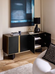 Black/Brass Astrid Solid Mango Wood Large Sideboard - Image 3 of 9