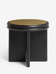 Black/Brass Astrid Solid Mango Wood Side Table - Image 3 of 5