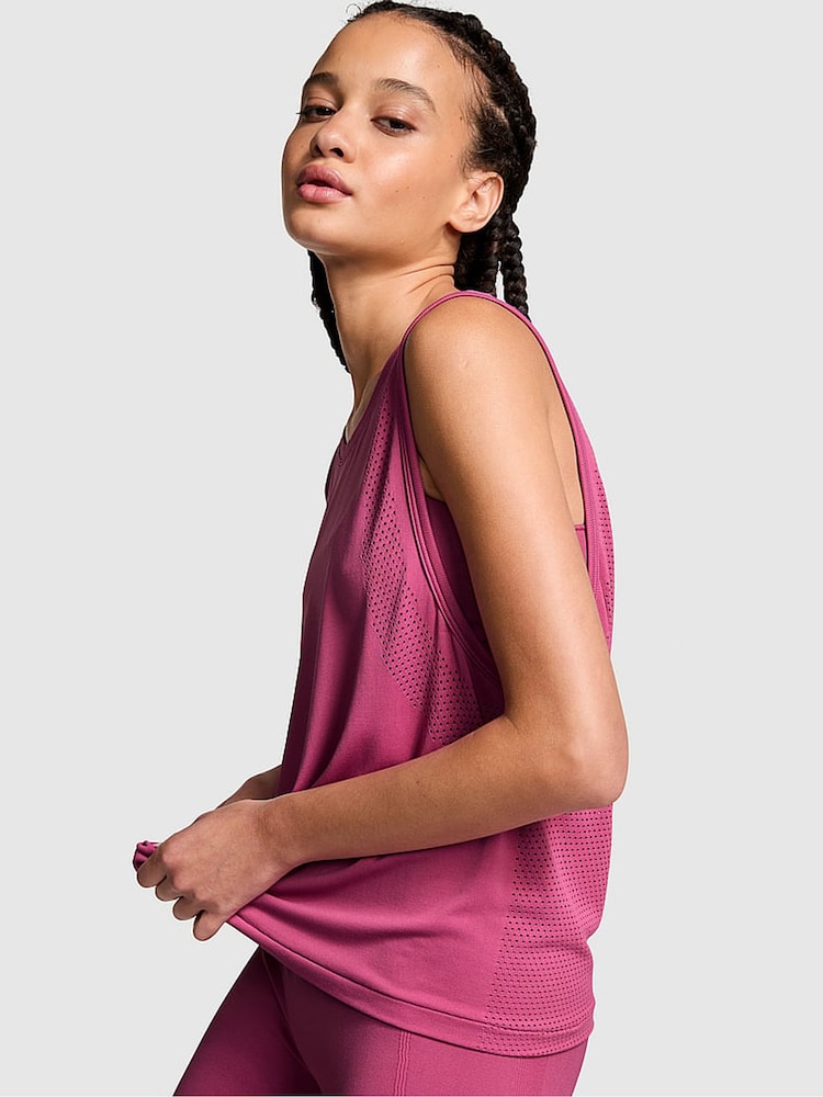 Victoria's Secret PINK Pink Violet Seamless Drapey Muscle Tank Top - Image 1 of 3