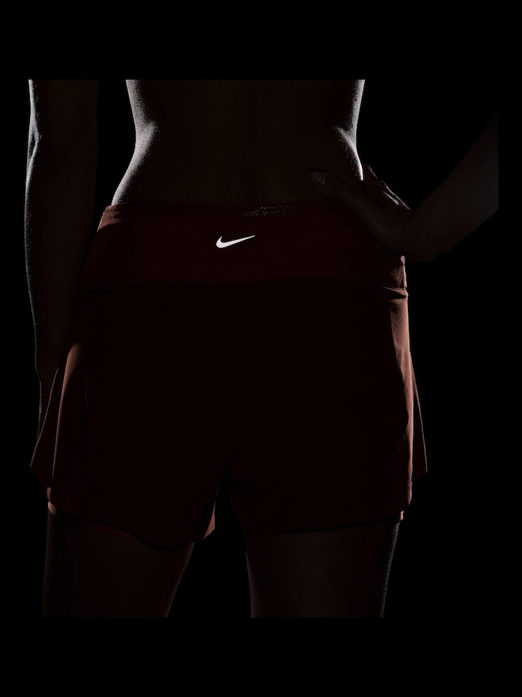 Nike Orange Dri FiT Swift Mid Rise 3 Inch 2 in 1 Running Shorts with Pockets - Image 12 of 12