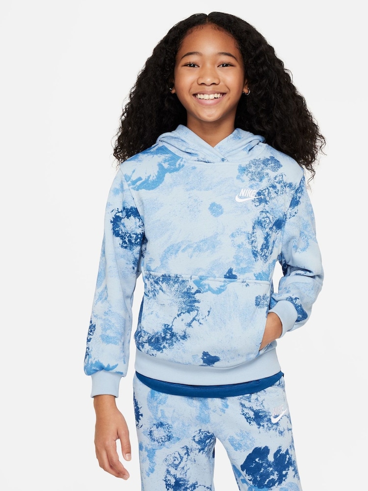 Nike Light Armory Blue Printed Overhead Hoodie - Image 1 of 11