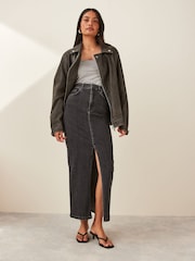 Emme by Marella BIBLIOS Maxi Tube Denim Black Skirt - Image 1 of 4