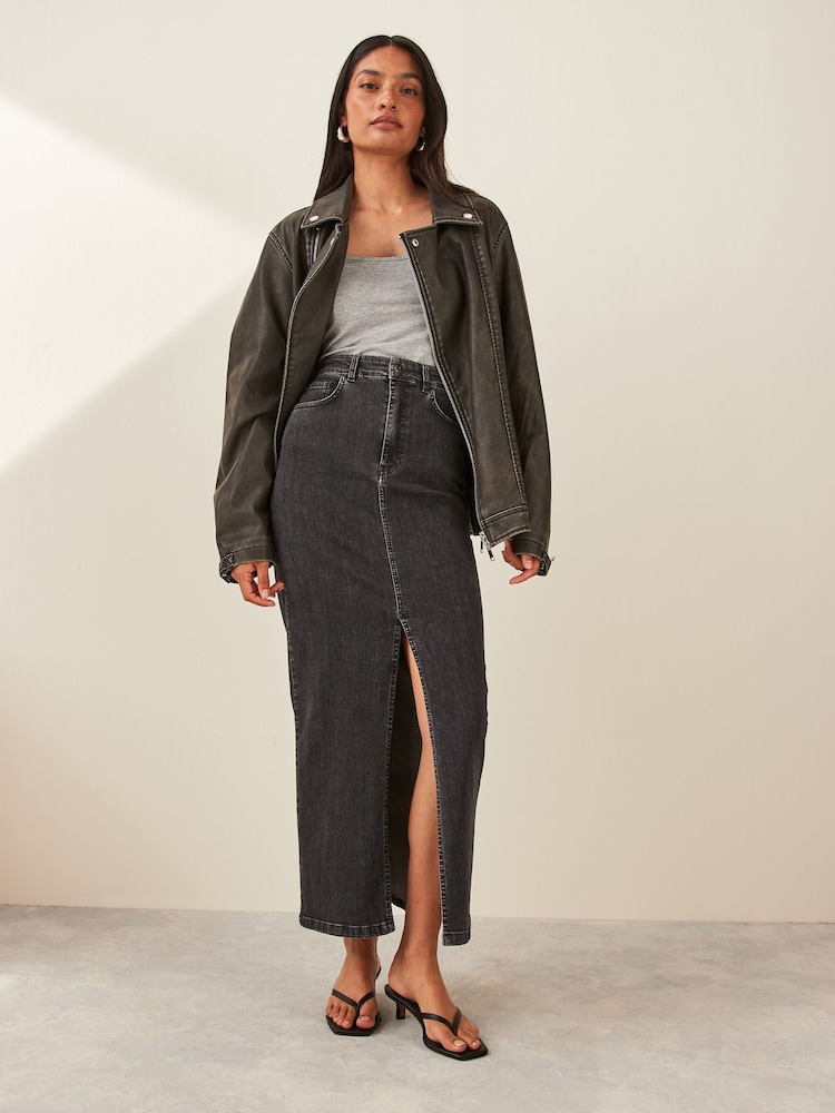 Emme by Marella BIBLIOS Maxi Tube Denim Black Skirt - Image 1 of 4