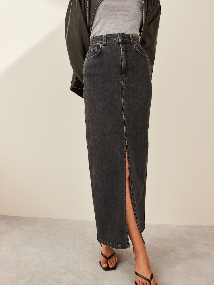 Emme by Marella BIBLIOS Maxi Tube Denim Black Skirt - Image 2 of 4