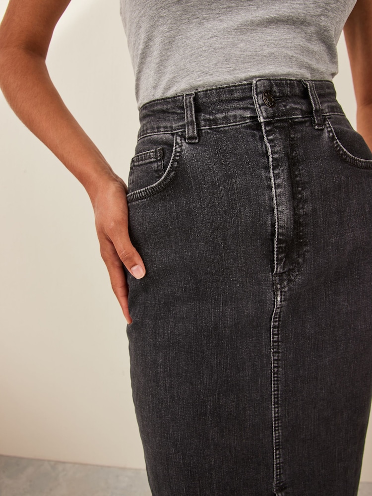 Emme by Marella BIBLIOS Maxi Tube Denim Black Skirt - Image 4 of 4