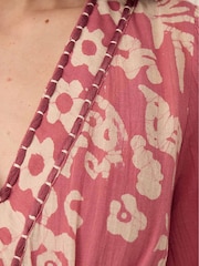East Pink Kris Hand-Batik Floral Print V-Neck Maxi Dress - Image 4 of 5