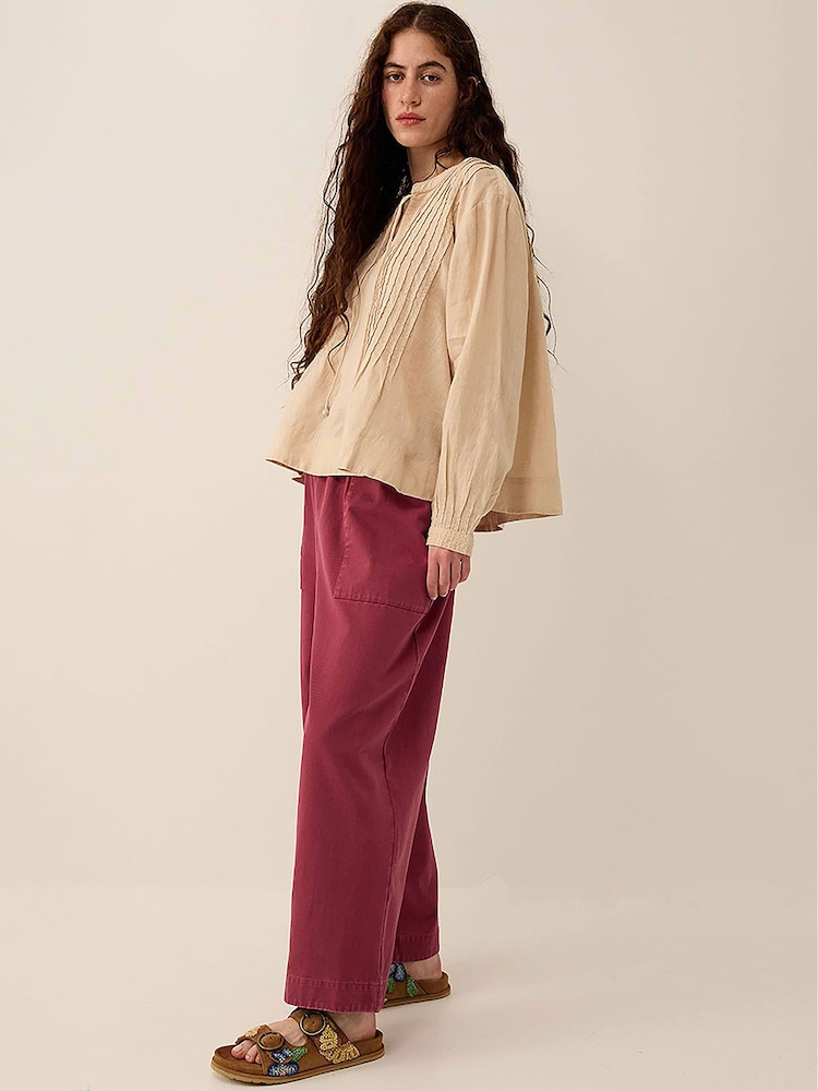 Camisa de lino con cuello anudado y bordados de East Liza Pintuck - Imagen 5 de 5