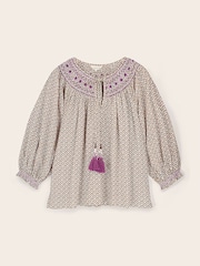 East Alina Hand-Screen Printed Floral Embroidered Smocking Top - Imagen 6 de 6