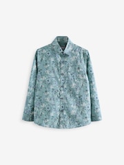 Blue Floral Print All-Over 100% Cotton Shirt - Image 1 of 1