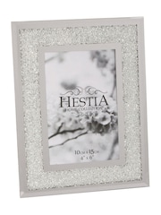 Widdop Silver Photo Frame Crystal Edge with Border 4 x 6 - Image 1 of 1