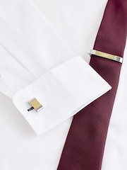 Gold/Silver Textured Cufflink and Tie Clip Set - Image 1 of 5