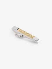 Gold/Silver Textured Cufflink and Tie Clip Set - Image 4 of 5