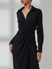 Jolie Moi Wrap Ruched Reveka Shirt Dress - Imagen 3 de 6