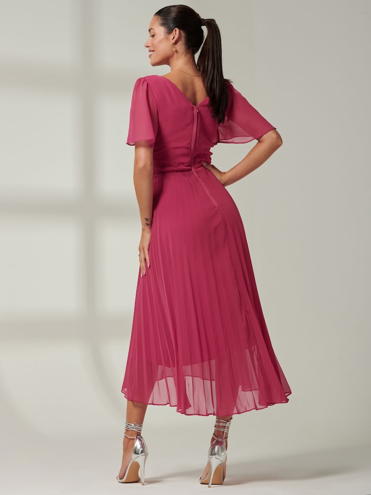 Pink - Jolie Moi Elene Plissiertes Maxikleid aus Chiffon mit High-Low-Saum - Bild 2 von 6 Pink - Jolie Moi Elene Plissiertes Maxikleid aus Chiffon mit High-Low-Saum - Bild 2 von 6