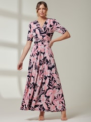 Jolie Moi Pink/Black Floral Print Jersey Maxi Dress - Image 6 of 6