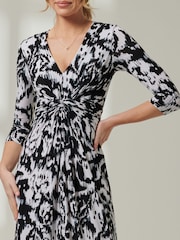 Jolie Moi Black Front Knot Abstract Maxi Dress - Image 3 of 6