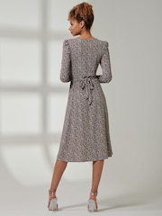 Jolie Moi Animal Print Rafella Long Sleeve Midi Dress - Image 2 of 6