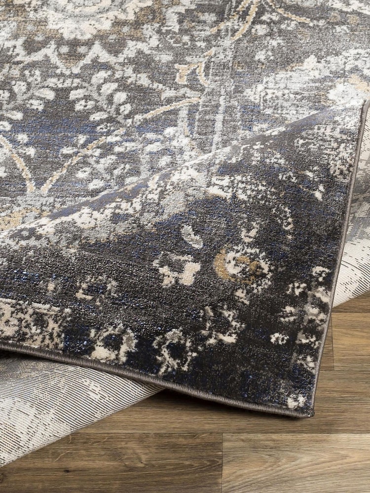 LIVABLISS Black Indigo Vintage Traditional Floral Boho Rug - Image 1 of 1 LIVABLISS Black Indigo Vintage Traditional Floral Boho Rug - Image 1 of 1