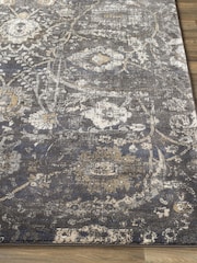 LIVABLISS Black Indigo Vintage Traditional Floral Boho Rug - Image 2 of 6