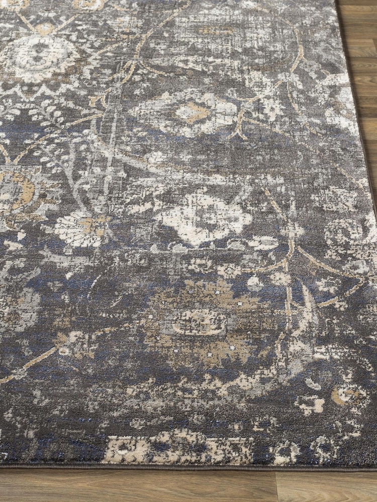 LIVABLISS Black Indigo Vintage Traditional Floral Boho Rug - Image 2 of 6 LIVABLISS Black Indigo Vintage Traditional Floral Boho Rug - Image 2 of 6