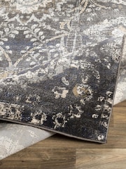 LIVABLISS Black Indigo Vintage Traditional Floral Boho Rug - Image 3 of 6