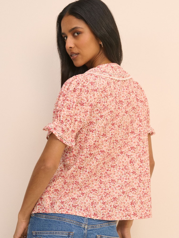 Nobodys Child Pink Thimbolina Trim Detail Peter Pan Blouse - Image 2 of 5 Nobodys Child Pink Thimbolina Trim Detail Peter Pan Blouse - Image 2 of 5
