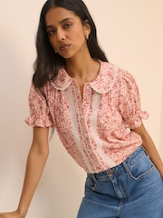 Nobodys Child Pink Thimbolina Trim Detail Peter Pan Blouse - Image 3 of 5