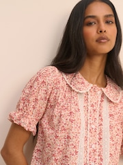 Nobodys Child Pink Thimbolina Trim Detail Peter Pan Blouse - Image 4 of 5