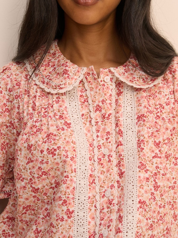 Nobodys Child Pink Thimbolina Trim Detail Peter Pan Blouse - Image 5 of 5 Nobodys Child Pink Thimbolina Trim Detail Peter Pan Blouse - Image 5 of 5