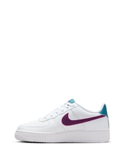 Nike White/Purple Blue Air Force 1 Youth Trainers - Image 2 of 9