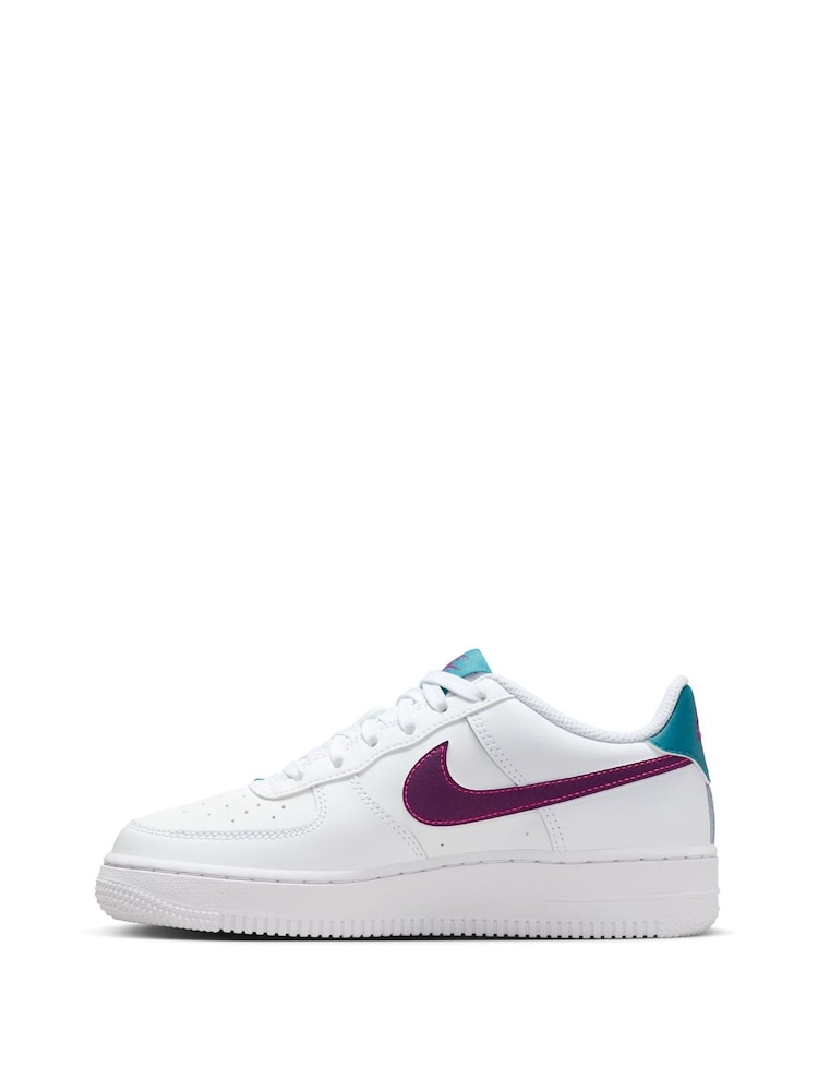 Nike White/Purple Blue Air Force 1 Youth Trainers - Image 2 of 9