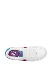 Nike White/Purple Blue Air Force 1 Youth Trainers - Image 6 of 9