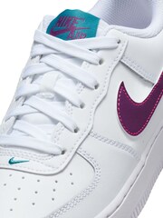 Nike White/Purple Blue Air Force 1 Youth Trainers - Image 8 of 9