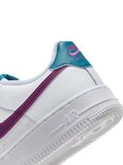 Nike White/Purple Blue Air Force 1 Youth Trainers - Image 9 of 9