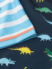 Harry Bear Blue Dinosaur Print Striped Swim Set - Image 5 of 5