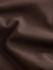 Marron chocolat - Manches longues Gaufré Texturé 100Polos en coton - Image 7 of 7