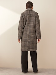 Emme by Marella Grey Checked Overisized Coat - Image 3 of 4