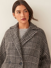 Emme by Marella Grey Checked Overisized Coat - Image 4 of 4