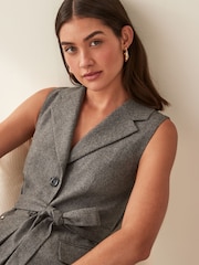 Emme by Marella Grey Tulipe Belted Waistcoat - Image 3 of 5