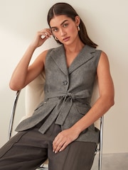 Emme by Marella Grey Tulipe Belted Waistcoat - Image 4 of 5