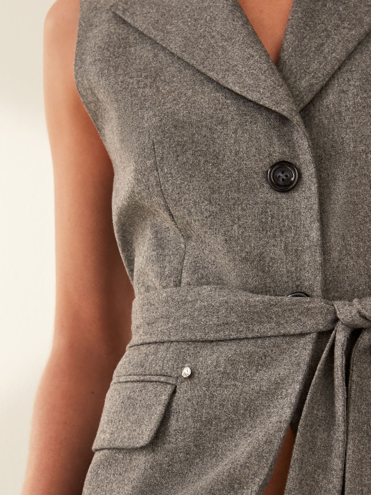 Emme by Marella Grey Tulipe Belted Waistcoat - Image 5 of 5