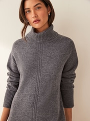 Emme by Marella Blue Fedra Rollneck Knitted Dress - Image 4 of 5