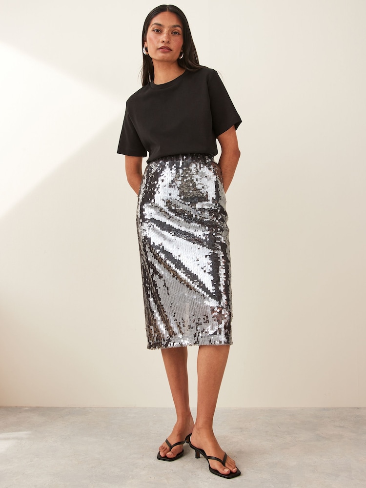 Emme by Marella Silver Quirino Midi Skirt - Image 1 of 5