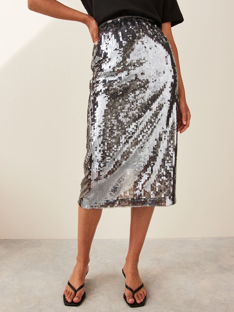 Emme by Marella Silver Quirino Midi Skirt - Image 2 of 5