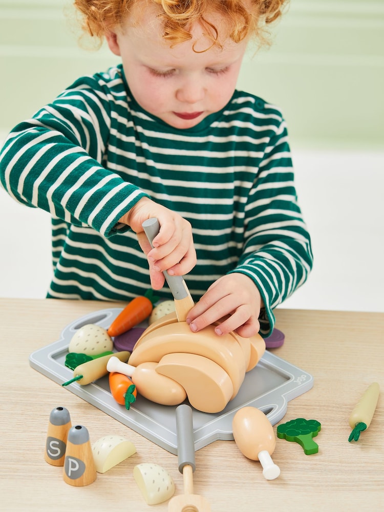 JoJo Maman Bébé Roast Dinner Wooden Role Play Toy - Image 2 of 6 JoJo Maman Bébé Roast Dinner Wooden Role Play Toy - Image 2 of 6